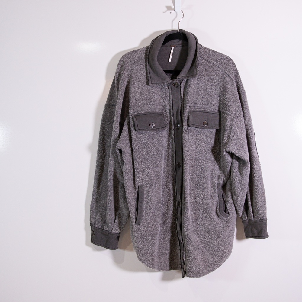 Free People Ruby Fuzzy Button Front Collared Over… - image 2